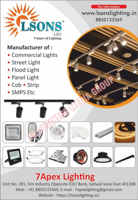 Led Lights, Commercial Lights, Street Lights, Flood Lights, Panel Lights, COB Lights, Strip Lights, SMPS Lights