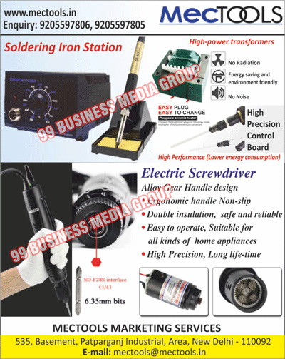 Soldering Iron Stations, High Power Transformers, High Precision Control Boards, Electric Screwdrivers, Alloy Gear Handle Designs, Ergonomic Handle Non Slips, Double Insulations, Home Appliances, High Precisions