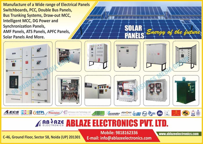 Electrical Panels, Switchboards, PCC Panels, Double Bus Panels, Bus Trunking Systems, Draw Out MCC Panels, Intelligent MCC Panels, DG Power Panels, DG Synchronization Panels, AMF Panels, ATS Panels, APFC Panels, Solar Panels