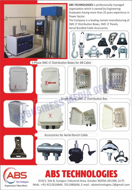 AB Cable 3 Phase SMC LT Distribution Boxes, Single Phase SMC LT Distribution Boxes, Aeriel Bunch Cable Accessories