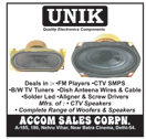 CTV SMPS, FM Players, CTV Speakers, Speakers, Woofers, Dish Anteena Wires, Dish Anteena Cables, Solder Led, Aligner Driver, Screw Drivers, Blank and White Television Tuners, Wires, Cables, Electronic Components, CCTV Speakers, BW TV Tuners