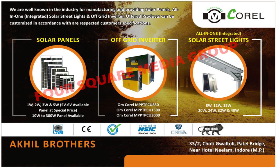 Solar Panels, Integrated Solar Street Lights, Off Grid Inverters, Solar Street Lights, Inverters