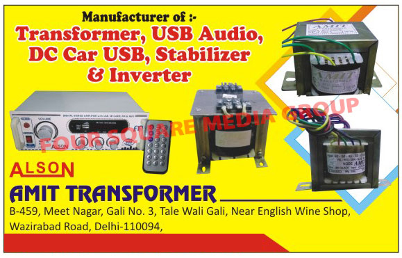 Transformers, USB Audio, DC Car USB, Stabilizers, Inverters