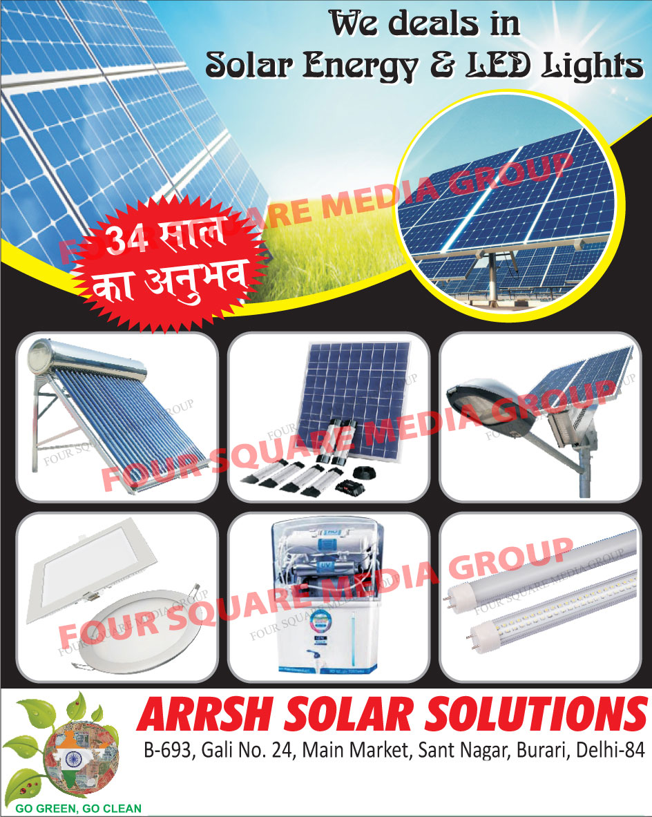 Solar Street Lights, Solar Submersible Pumps, Solar Water Heaters, Domestic RO Systems, Domestic Reverse Osmosis Systems, Solar Batteries, Solar Batteries, Solar Inverters, Solar Mobile Chargers, Solar Power Plants, Led Lights, Led Panel Lights, Led Tube Lights