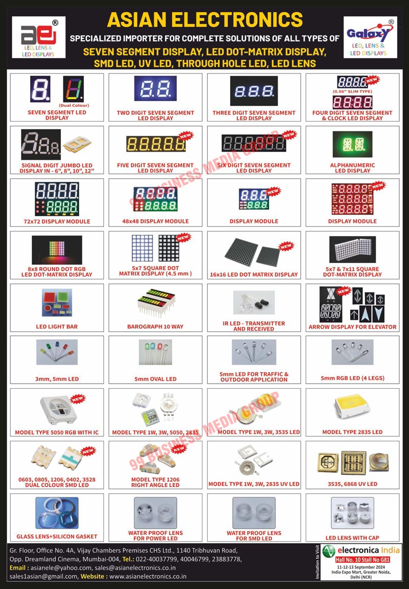 Led Lens, Led Displays, Seven Segment Led Displays, Led Dot Matrix Displays, SMD Led Lens, UV Led Lens, Through Hole Led Lens, Led Lens, Dual Colour Seven Segment Led Displays, Two Digit Seven Segment Led Displays, Three Digit Seven Segment Led Displays, Four Digit Seven Segment Led Displays, Clock Led Displays, Signal Digit Jumbo Led Displays, Five Digit Seven Segment Led Displays, Six Digit Seven Segment Led Displays, Alphanumeric Led Displays, 72x72 Display Modules, 48x48 Display Modules, Display Modules, 8x8 Round Dot RGB Led Dot Matrix Displays, 5x7 Square Dot Led Dot Matrix Displays, 16x16 Led Dot Matrix Displays, 5x7 Square Dot Matrix Displays, 7x11 Square Dot Matrix Displays, Led Light Bars, Led Barograph 10 Way, IR Led Transmitters, IR Led Received, Elevator Arrow Displays, Oval Led, Traffic Led, Outdoor Application Led, 4 Legs RGB Led, Model Type 5050 RGB, Dual Colour SMD Led, Model Type Right Angle Led, Model Type UV Led, Glass Lens Silicon Gaskets, Power Led Water Proof Lens, SMD Led Water Proof Lens, Led Lens, SMD Led, UV Led, Leds