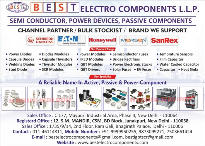 Power Diodes, Capsule Diodes, Capsule Thyristors, Diodes Modules, Stud Diodes, IGBT Modules, SCR Modules, Thyristor Modules, Fred Modules, Bridge Rectifiers, Power Modules, Semiconductor Fuses, Solar Fuses, EV Fuses, Heat Sinks, IGBT Drivers, Stacks, Welding Diodes, Temperature Sensors, Capacitors, Film Capacitors, Water Cooled Capacitors, Power Components, Thyristors, Diodes, Inverters, Converters, Semi Conductors, Power Devices, Passive Components, Active Components, Power Components, Electronic Components