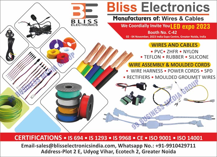 Wires, Cables, Wire Assemblies, Moulded Cords, PVC Wires, ZHFR Wires, NYLON Wires, TEFLON Wires, Rubber Wires, Silicon Wires, PVC Cables, ZHFR Cables, NYLON Cables, TEFLON Cables, Rubber Cables, Silicon Cables, Wire Harness Assemblies, Power Cord Wire Assemblies, SPD Wire Assemblies, Rectifier Wire Assemblies, Moulded Groumet Wire Assemblies, Wire Harness Moulded Cords, Power Moulded Cords, SPD Moulded Cords, Rectifier Moulded Cords, Moulded Groumet Cords