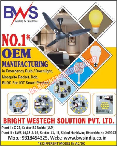 Emergency Bulbs, Downlights, Mosquito Rackets, DOBs, BLDC Fans