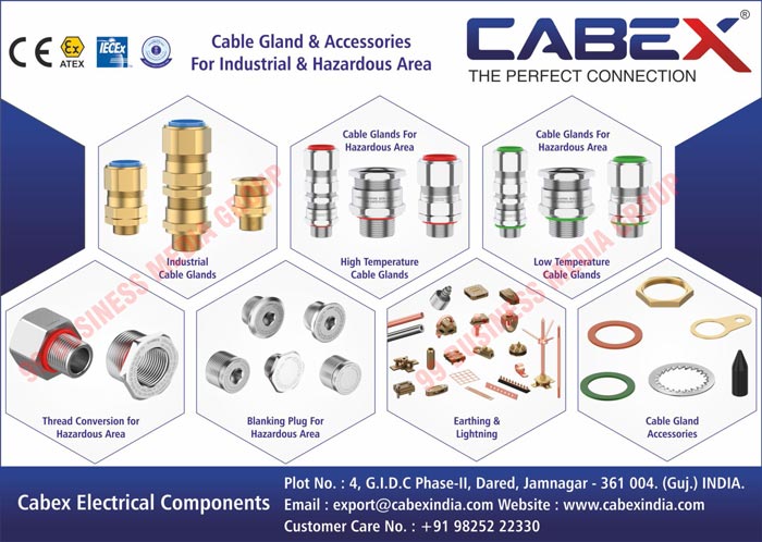 Cable Glands, Industrial Cable Glands, Hazardous Area Cable Glands, High Temperature Cable Glands, Low Temperature Cable Glands, Hazardous Area Thread Conversion Cable Glands, Hazardous Area Blanking Plugs, Cable Gland Accessories, Earthing Accessories, Lightning Accessories, Industrial Cable Accessories, Hazardous Area Cable Accessories, Cable Accessories