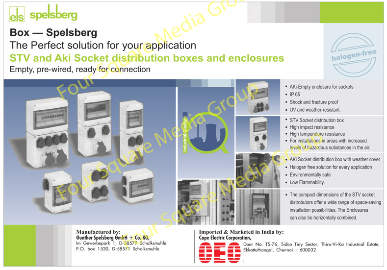 Enclosures, Socket Distribution Boxes, Junction Boxes, Distribution Boards, Meter Housings, Empty Enclosures, Reactors, Capacitors, PV Modular Fuse Holders, MCB Distribution Boards, Starter Panels, Control Panels, Local Control Stations