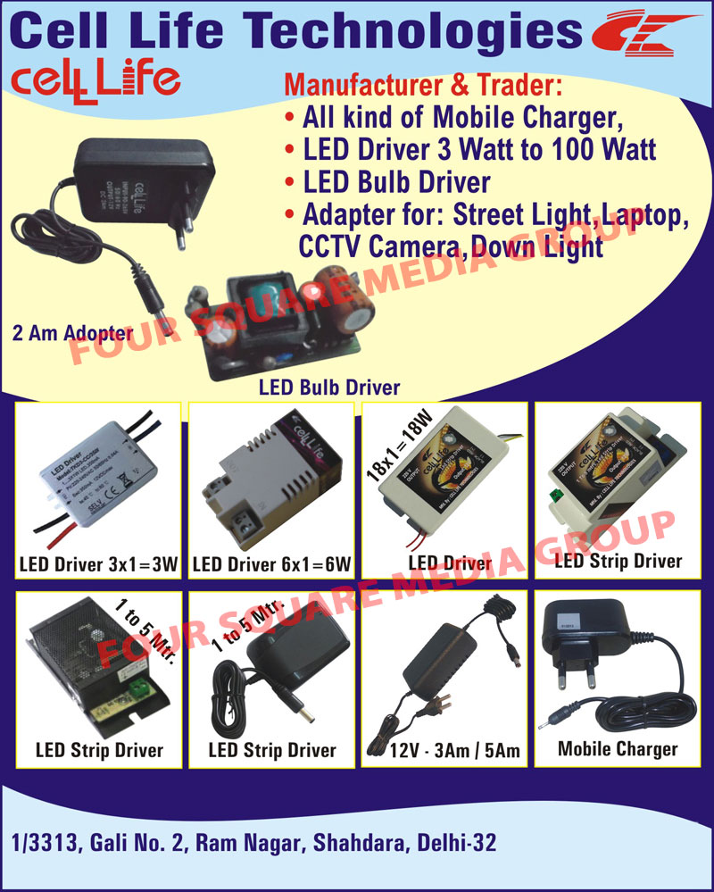 Mobile Chargers, LED Drivers, LED Bulb Drivers, Street Light Adapters, Laptop Adapters, CCTV Camera Adapters, Down Light Adapters, LED Strip Drivers