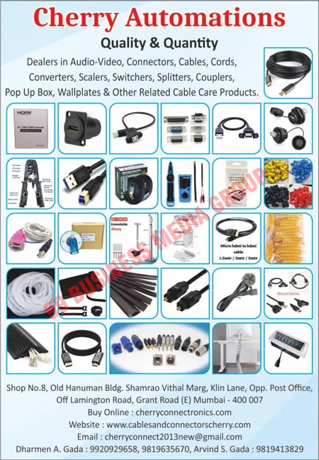 Audio Video Connectors, Connectors, Cables, Cords, Converters, Scalers, Switches, Splitters, Couplers, Pop Up Boxes, Wallplates, Cable Care Products