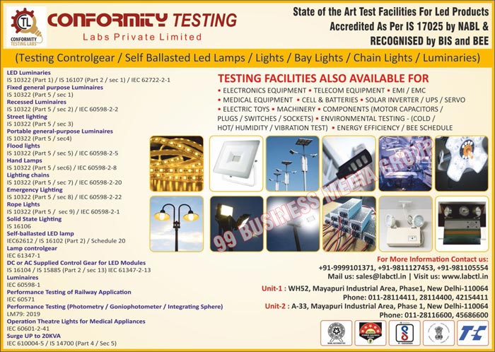 Microwave Oven Testing Capabilities, Electric Kettle Testing Capabilities, Rice Cooker Testing Capabilities, Storage Geyser Testing Capabilities, Instant Geyser Testing Capabilities, Blender Testing Capabilities, Food Processor Testing Capabilities, Food Mixer Testing Capabilities, Electric Iron Testing Capabilities, Electric Immersion Water Heater Testing Capabilities, Electric Stove Testing Capabilities, Room Heater Testing Capabilities, Skin Care Appliance Testing Capabilities, Hair Care Appliance Testing Capabilities, Electric Shaver Appliance Testing Capabilities, Hair Clipper Appliance Testing Capabilities, Fan Appliance Testing Capabilities, Steam Inhaler Appliance Testing Capabilities, Induction Stove Appliance Testing Capabilities, Steam Oven Appliance Testing Capabilities, Grill Appliance Testing Capabilities, Induction Hub Appliance Testing Capabilities, Fry Pan Appliance Testing Capabilities, Deep Fryer Appliance Testing Capabilities, Coffee Maker Appliance Testing Capabilities, Egg Boiler Appliance Testing Capabilities, Electrical Household Testing Appliances, Plug Appliance Testing Capabilities, Socket Appliance Testing Capabilities, Switch Appliance Testing Capabilities, Heating Pad Appliance Testing Capabilities, Controlgear Testing Facilities, Self Ballasted Led Lamp Testing Facilities, Light Testing Facilities, Bay Light Testing Facilities, Chain Light Testing Facilities, Luminaires Testing Facilities, Fixed General Purpose Luminaires Testing Facilities, Recessesd Luminaires Testing Facilities, Street Lighting Testing Facilities, Portable Genral Purpose Luminaires Testing Facilities, Hand Lamp Testing Facilities, Lighting Chain Testing Facilities, Emergency Lighting Testing Facilities, Rope Light Testing Facilities, Solid State Lighting Testing Facilities, Led Module DC Supplied Control Gear Testing Facilities, Led Module AC Supplied Control Gear Testing Facilities, Railway Application Performance Testing Facilities, Photometry Performance Testing Facilities, Goniophotometer Performance Testing Facilities, Integrating Sphere Performance Testing Facilities, Medical Appliance Operation Theatre Light Testing Facilities, Electronic Equipmemnt Testing Facilities, Telecom Equipment Testing Facilities, EMI Equipment Testing Facilities, EMC Equipment Testing Facilities, Medical Equipment Testing Facilities, Cell Testing Facilities, Battery Testing Facilities, Solar Inverter Testing Facilities, UPS Testing Facilities, Servo Testing Facilities, Electric Toy Testing Facilities, Machinery Testing Facilities, Motor Capacitor Component Testing Facilities, Plug Component Testing Facilities, Switch Component Testing Facilities, Socket Component Testing Facilities, Cold Enviromental Testing Facilities, Hot Enviromental Testing Facilities, Humidity Enviromental Testing Facilities, Vibration Test Enviromental Testing Facilities, Emergency Efficiency Testing Facilities, Bee Schedule Testing Facilities, Flood Light Testing Facilities, Lamp Controlgear Testing Facilities