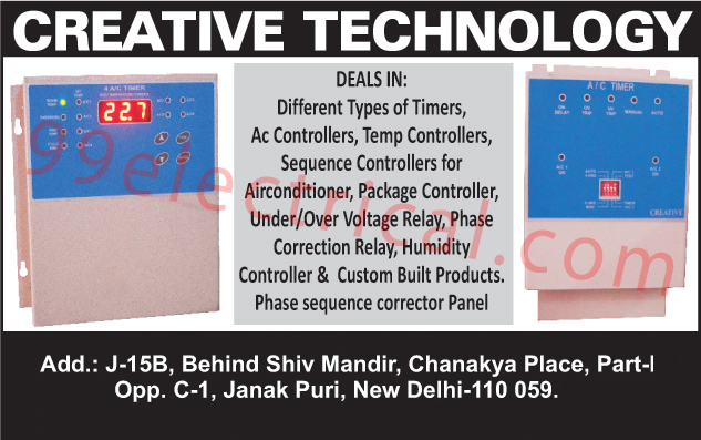 AC Controllers, Sequence Controllers, Temperature Controllers, Timers, Air Conditioner Sequence Controllers, Package Controllers, Under Voltage Relays, Over Voltage Relays, Phase Correction Relay, Humidity Controller, Customized Products, Temp Controllers, Phase Sequence Corrector Panels, Electrical Products, AC Controllers, Sequence Controllers, Custom Built Products