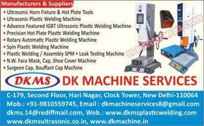 Ultrasonic Horn Fixtures, Hot Plate Tools, Ultrasonic Plastic Welding Machines, IGBT Ultrasonic Plastic Welding Machines, Precision Hot Plate Plastic Welding Machines, Rotary Automatic Plastic Welding Machines, Spin Plastic Welding Machines, Plastic Welding Machines, Plastic Assembly SPM Machines, Leak Testing Machines, NW Face Mask Cover Machines, NW Cap Cover Machines, NW Shoes Cover Machines, Surgeon Cap Machines, Bouffant Cap Machines