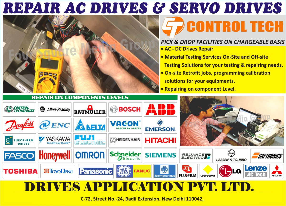 AC Drives Repairing, DC Drives Repairing, Servo Drives Repairing, On Site Material Testing Services, Off Site Material Testing Services, On Site Retrofit Jobs, Programming Calibration Solutions, Repairing Component Levels, Automation Products, Dynamic Breaking Resistor, DBR