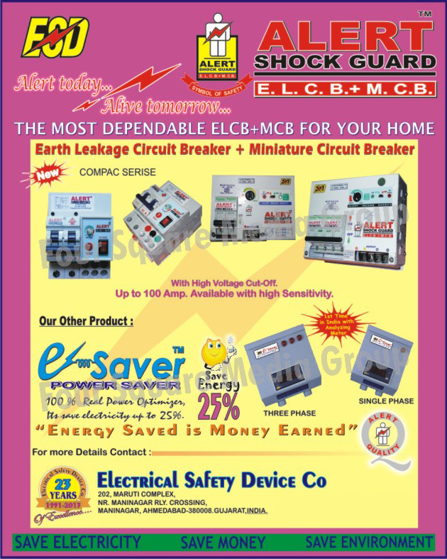 Earth Leakage Circuit Breaker, Miniature Circuit Breaker, MCB, Power Saver Three Phase, Power Saver Single Phase, ELCB