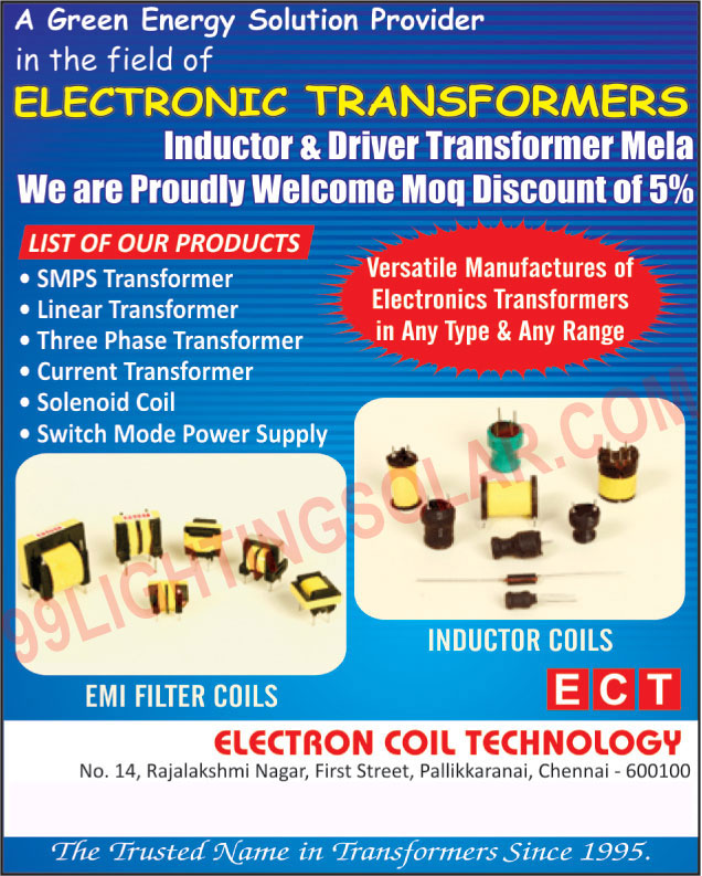 Solenoid Coil, Switch Mode Power Supply Transformers, Smps Transformers, Current Transformer, Electronic Transformers, EMI Filter Coils, Inductor Coils, Linear Transformers, Smps