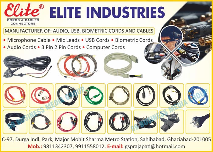 Cords Connectors, Cable Connectors, Audio Cords, USB Cords, Biometric Cords, Audio Cables, USB Cables, Biometric Cables, Microphone Cables, Mic Leads, 3 Pin Cords, 2 Pin Cords, Computer Cords