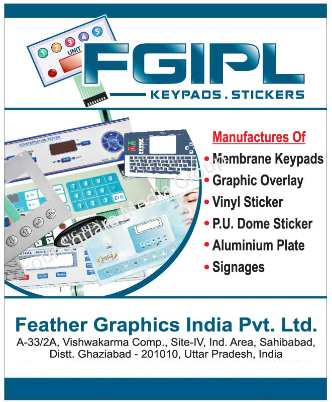 Membrane Keypads, Graphic Overlay, Vinyl Stickers, PU Dome Stickers, Aluminum Plates, Signages