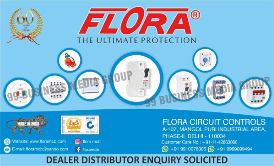 Flora RCCBs, Flora MCCBs, Flora Plastic Enclosures, Flora Metal Clad Plugs, Sockets, Flora Change Over Switches, Flora Mcb Distribution Boxes, Flora Single Phase Motor Starters