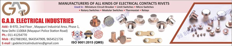 Electrical Contacts, Bi Metal Contacts, Tri Metal Contacts, Cu Metal Contacts, Silver Rivets, Hollow Rivets, Rivets, Electrical Contact Rivets