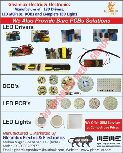 Led Drivers, MCPCB Led lights, DOB Led Lights, Led Lights, PCB Bare Solutions, OEMs