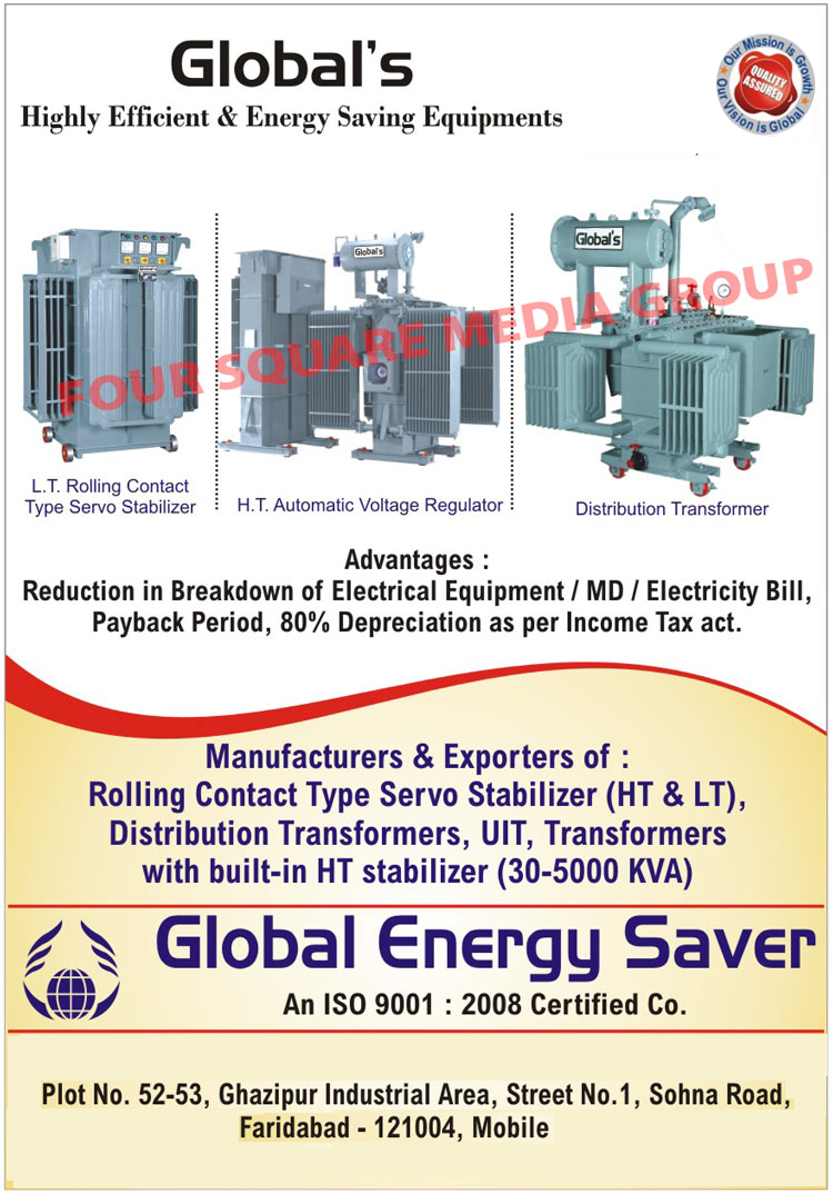 LT Rolling Contact Type Servo Stabilizers, HT Rolling Contact Type Servo Stabilizers, Distribution Transformers, Ultra Isolation Transformers, UIT, HT Automatic Voltage Regulators, Transformers With Built In HT Stabilizers