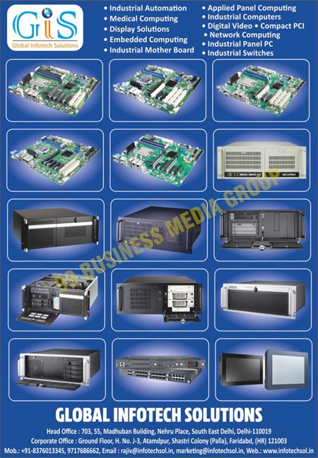 Industrial Automations, Medical Computers, Display Solutions, Embedded Computers, Industrial Motherboards, Applied Panel Computers, Industrial Computers, Digital Videos, Compact PCI, Network Computers, Industrial Panel PC, Industrial Switches