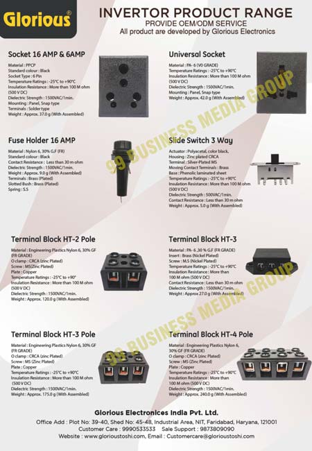 Sockets, Universal Sockets, Fuse Holders, Slide Switches, Terminal Blocks