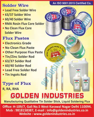 Solder Sticks, Liquid Soldering Fluxes, Solder Wires, Flux Pastes, R Fluxes, RA Fluxes, RHA Fluxes, Lead Free Solder Wires, RMA Rosin Flux Core Solder Wires, No Clean Flux Core Solder Wires, Electronic Grade Flux Pastes, No Clean Flux Pastes, Tin Solder Rod Flux Pastes, Zinc Solder Rod Flux Pastes, Solder Rod Flux Pastes, Lead Free Solder Rod Flux Pastes, Tin Ingot Rod Flux Pastes