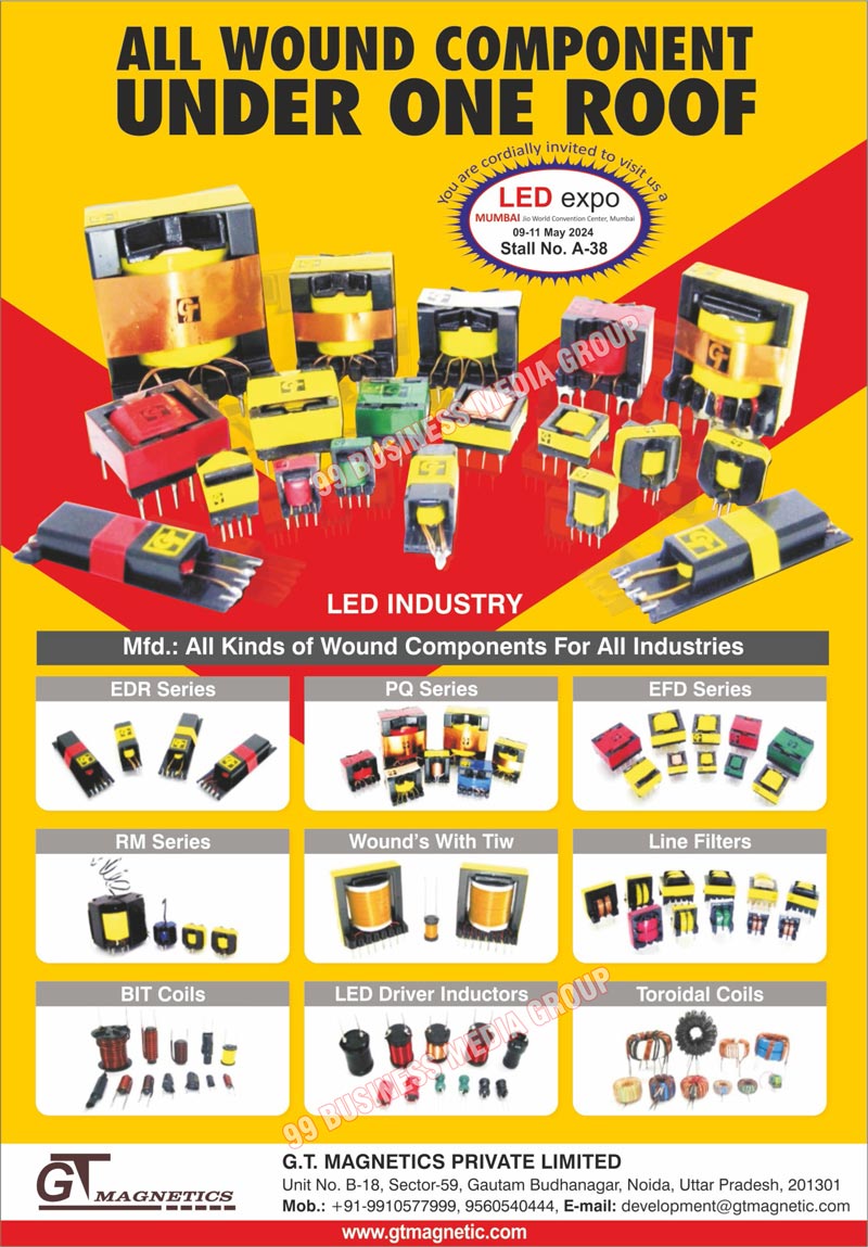 Wound Components, EDR Series Wound Components, PQ Series Wound Components, EFD Series Wound Components, RM Series Wound Components, Line Filters Wound Components, BIT Coil Wound Components, Led Driver Inductor Wound Components, Toroidal Coil Wound Components, Wound with TIW Wound Components, Led Wound Components