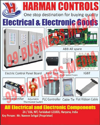 ABB Spares, Electric Control Panel Boards, Heat Sinks, Semiconductor High Speed Fuses, IGBTs, Electrical Rectifiers, Adjustable Thermostat Switches, PLC Controller Cable Ties, Flat Ribbon Cables
