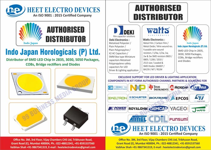 SMD Led Chips, COBs, Bridge Rectifiers, Diodes, Power Capacitors, Power Diodes, Electrical Fuses, Computer Processors, Electronic Components, Solid State Relays, Energy Meters, Speed Controllers