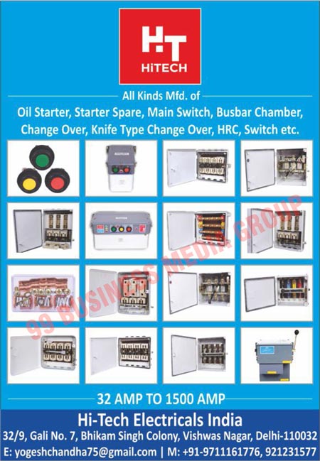 Oil Starters, Starter Spares, Main Switches, Busbar Chambers, Change Overs, Knife Type Change Overs, HRCs, Switches