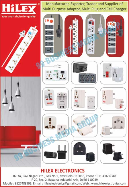 Multi Purpose Adapters, Multi Plugs, Cell Chargers, Water Tank Overflow Alarms, Emergency Lights