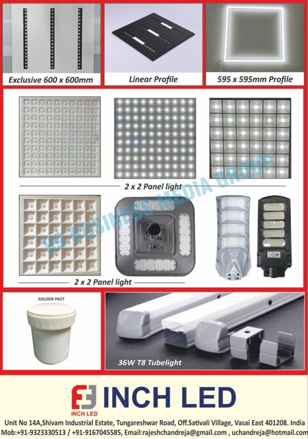Tubelight PCBs, Flexible PCBs, Spring Clips, Connectors, Solder Pastes, DOB Bulbs, SKD Bulbs, Linear Profiles, Panel Lights, Led Profiles, Tubelights