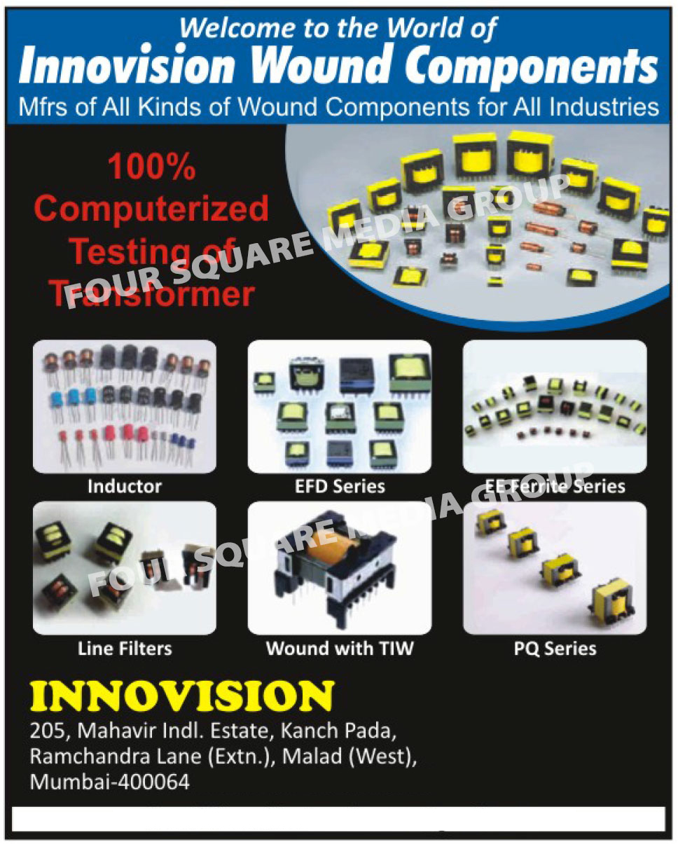 Wound Components, Inductors, EFD Series Transformers, EE Ferrite Series Transformers, Line Filters, PQ Series Transformers
