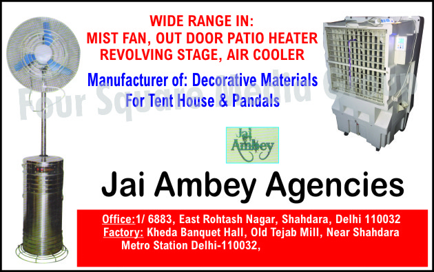 Mist Fans, Outdoor Patio Heaters Revolving Stages, Air Coolers, Tent House Decorative Materials, Pandals Decorative Materials