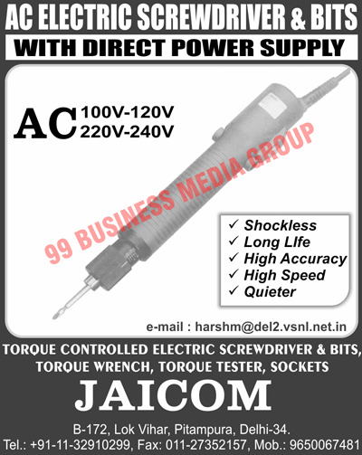 AC Electric Screwdrivers, AC Electric Screw Drivers, AC Electric Bits, Torque Controlled Electric Screwdrivers, Torque Controlled Electric Screw Drivers, Torque Controlled Electric Bits, Torque Wrenches, Torque Testers, Sockets, Direct Power Supplies, Dome Array Connector Terminals