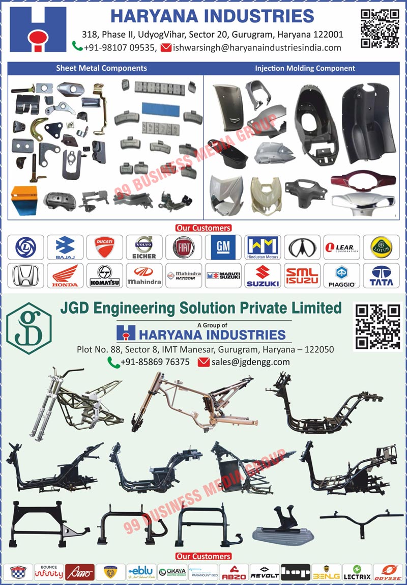 Plastic Parts, Sheet Metal Parts, Tubular Parts, Welded Assembly Equipments, Two Wheeler Frames, Two Wheeler Side Stands, Two Wheeler Parts