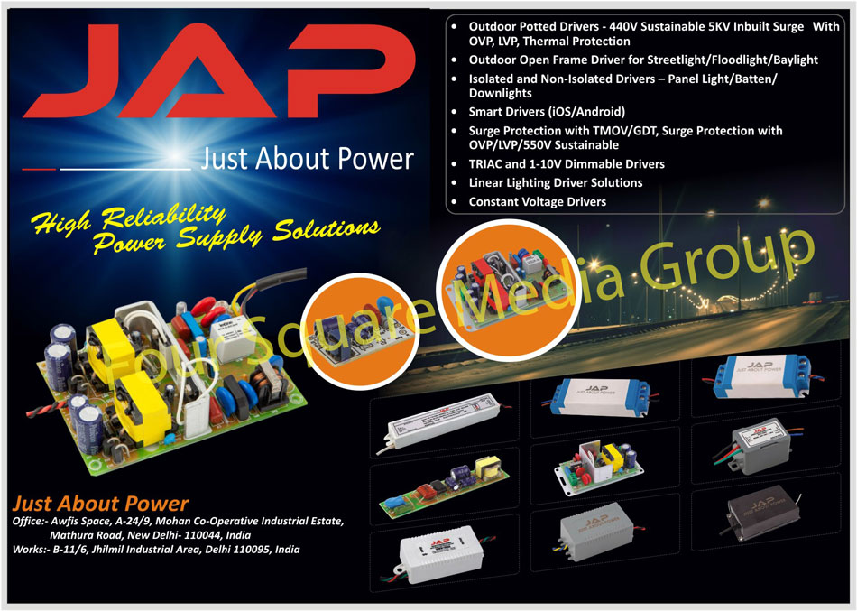 Led Drivers, AC DC Constant Current Led Drivers, Indoor Application Led Drivers, Outdoor Application Led Drivers, Dimmable Led Drivers, Surge Protection Devices, Street Light RTC Based Dusk to Dawn, Street Light Real Time Clock Based Dusk to Dawn, Voltage Cut Off Protection, Solar Charge Controller Solution