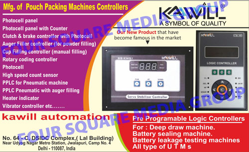 Pouch Packing Machine Controllers, Rubber Molding Machine Controllers, Deep Draw Machine Controllers, Battery Sealing Machine Controllers, Plastic Molding Machine Controllers, Scientific Test Machine Controllers, Universal Testing Machine Controllers, Electromagnetic Vibrator Controllers, Pre Programmable Logic Controllers