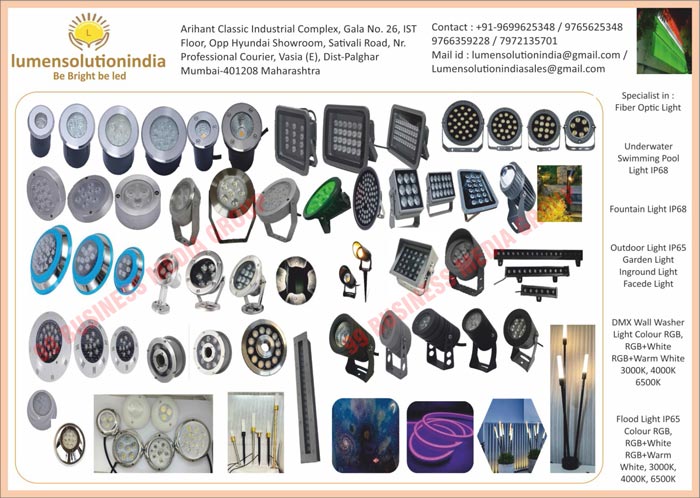 Fiber Optic Lights, Underwater Swimming Pool Lights, Fountain Lights, Outdoor Lights, Garden Lights, Inground Lights, Facade Lights, DMX Wall Washer Light Colour RGB, Flood Lights