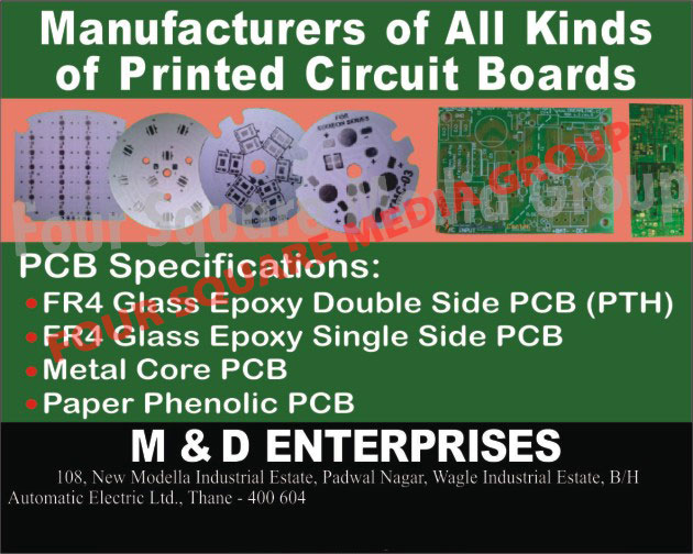 Printed Circuit Boards, FR4 Glass Epoxy Double Sided Printed Circuit Boards, FR4 Glass Epoxy Single Sided Printed Circuit Boards, Metal Core Printed Circuit Boards, Paper Phenolic Printed Circuit Boards