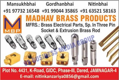 Brass Electrical Parts, Three Pin Sockets, Extrusion Brass Rods