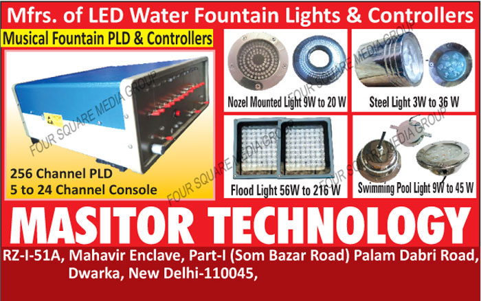 Led Water Fountain Lights, Led Water Fountain Controllers, Nozel Mounted Lights, Steel Lights, Led Flood Lights, Swimming Pool Lights, Musical Fountain PLD, Musical Fountain Controllers, RND For Micro Controller Based Circuit Micro Controller Programing