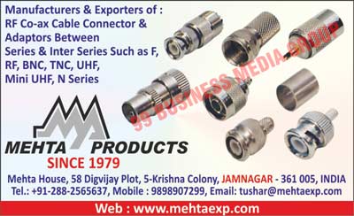 RF Co Axial Cable Connectors, Adapters, F Type Adapters, RF Type Adapters, BNC Type Adapters, TNC Type Adapters, UHF Type Adapters, Mini UHF Type Adapters, N Type Adapters, Inter Series Adapters, Rf Series Adapters, BNC Series Adapters, Tnc Series Adapters, Uhf Series Adapters, Mini Uhf Series Adapters, N Series Adapters