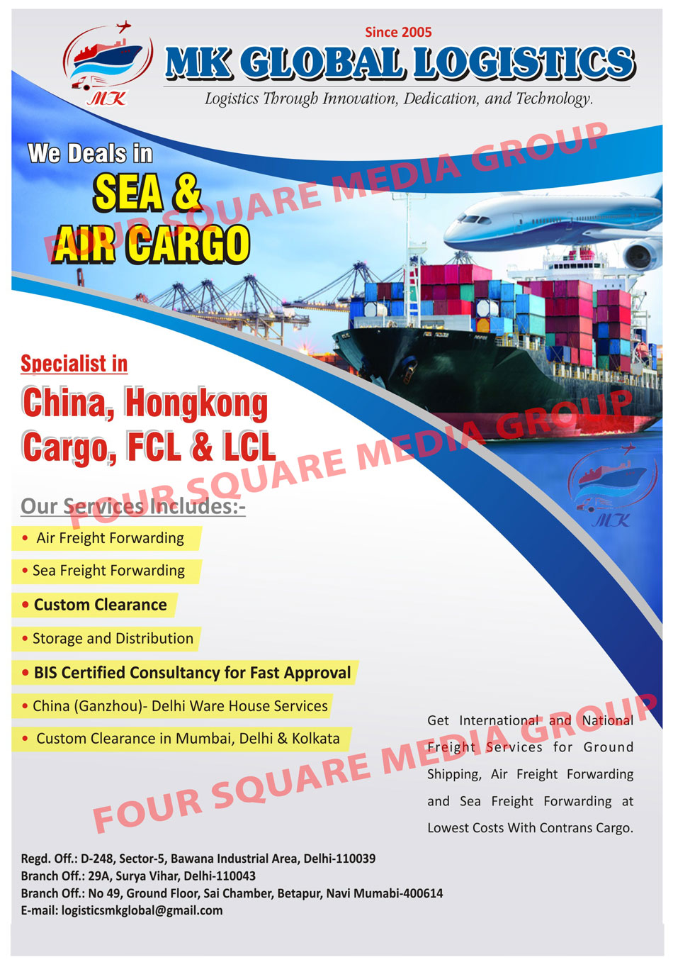 Sea Cargo Services, Air Cargo Services, Freight Services