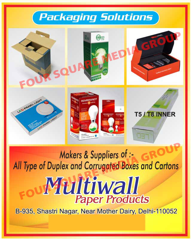 Packaging Products, Duplex Boxes, Corrugated Boxes, Cartons, T5 Inners, T8 Inners
